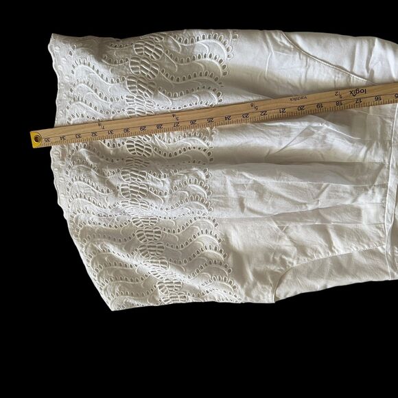 J. Crew Sleeveless V-Neck White Cotton Lined Dress with Please and Eyelet Size 2 - Picture 7 of 7